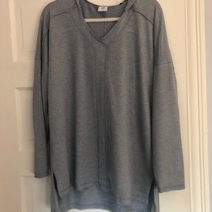 CAbi Easy Hoodie. Soft, stretchy, heathered blue